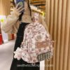 Kindhearted High Quality Korean Style Plaid Clear-Pocket Backpack 15
