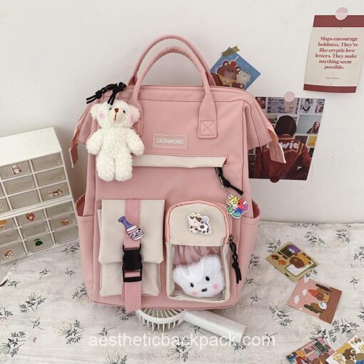 Adorable Preppy Waterproof Candy Colors Teddy Bunny Backpack 14
