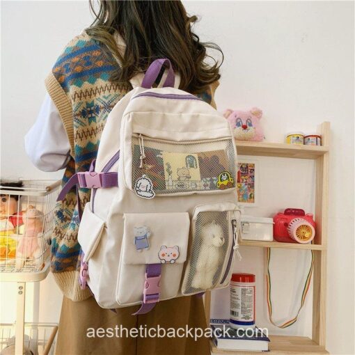 Comfy Preppy Sheep Teddy Style Aesthetic Backpack 5