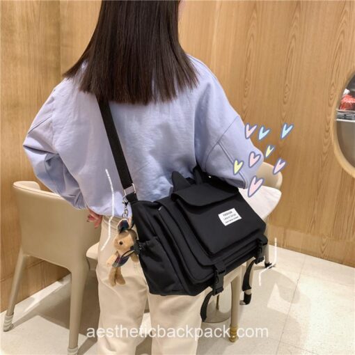 Japan Style Waterproof Crossbody Aesthetic Horizontal Backpack 15