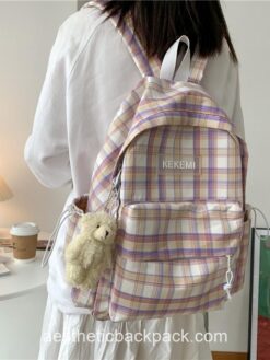 Elegant Simple Striped Plaid Backpack 2
