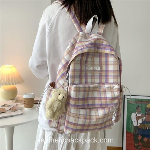 Elegant Simple Striped Plaid Backpack 2