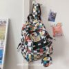 Kindhearted High Quality Korean Style Plaid Clear-Pocket Backpack 5