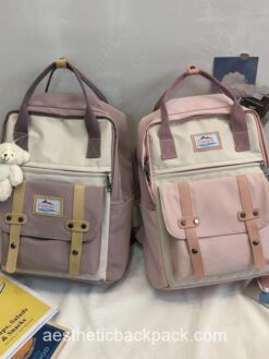Gentle Patchwork Panelled Aesthetic Backpack 1