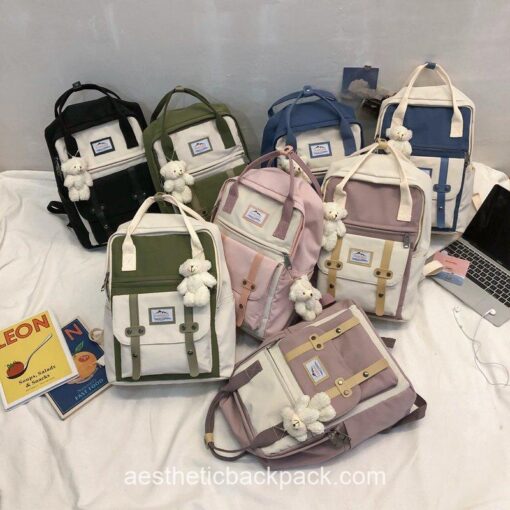 Gentle Patchwork Panelled Aesthetic Backpack 3