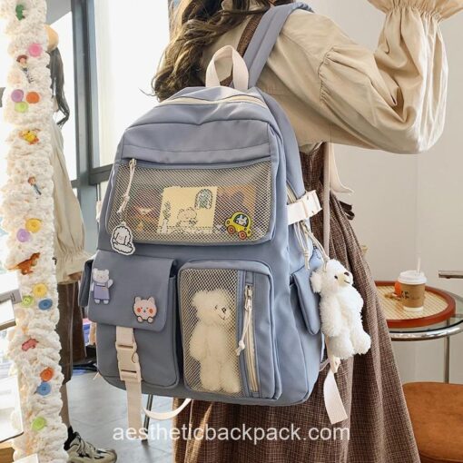 Comfy Preppy Sheep Teddy Style Aesthetic Backpack 1