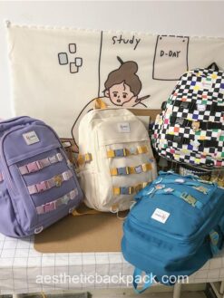 Cozy Plaid Casual Rucksack Aesthetic Backpack 2