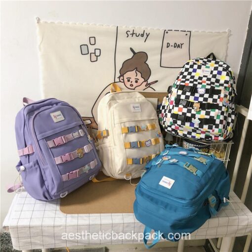 Cozy Plaid Casual Rucksack Aesthetic Backpack 2
