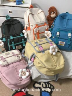 Adorable Japan Style Minimalist Design Leisure Candy Color Backpack 2