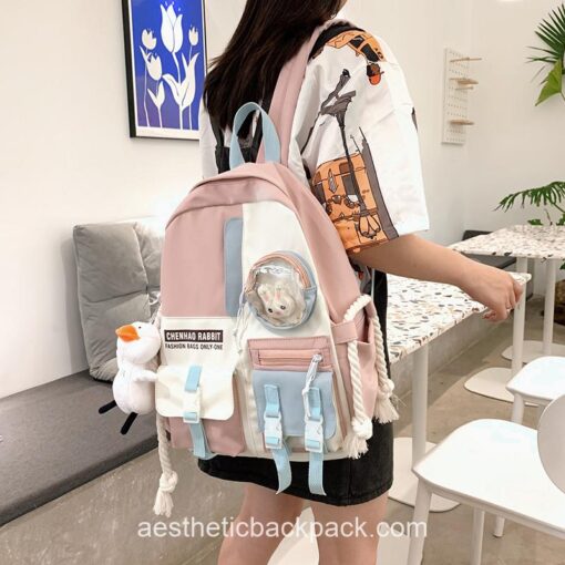 Cute Macaron College Candy Color Drawstring Backpack 12