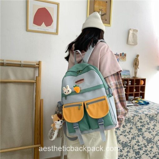 Softhearted Girl Kawaii Panelled Aesthetic Backpack 17
