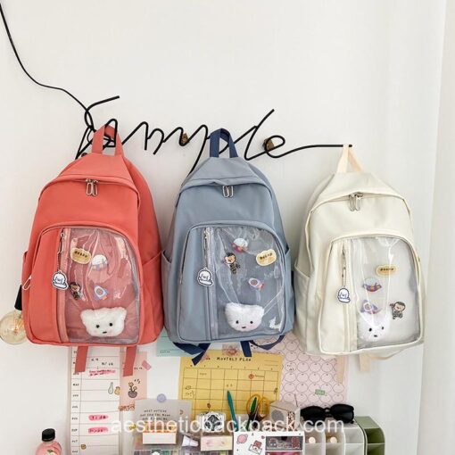 Cozy Solid Transparent Preppy Sweet Backpack 12