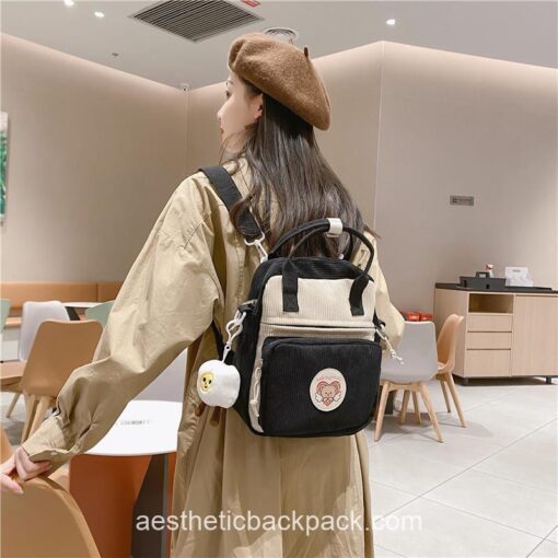 Romantic Korean Style Sweet Corduroy Aesthetic Backpack 16
