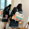 Kawaii Panelled Candy Color Portable Aesthetic Horizontal Backpack 11