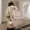 Cool Pink Plaid Checked Sweet Aesthetic Backpack 11