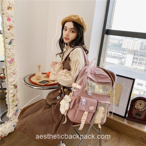 Comfy Preppy Sheep Teddy Style Aesthetic Backpack 14