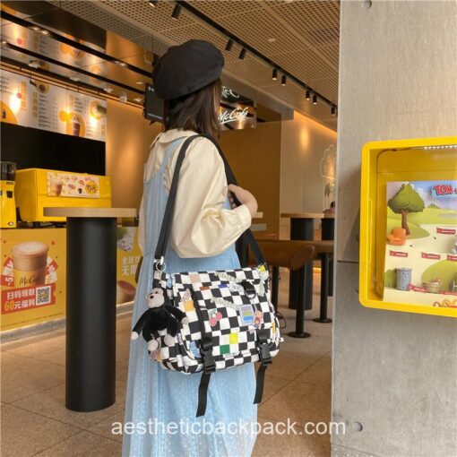 Japanese Cute Plaid Messenger Bag Crossbody Checkerboard Bunny 14